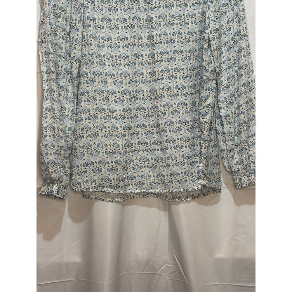 Ann Taylor Loft Blue Yellow Patterned Geometric S… - image 3